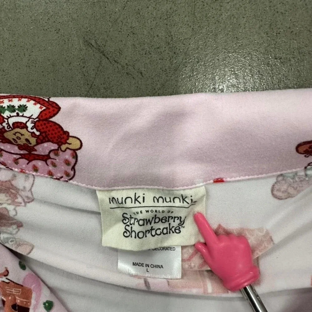 Strawberry Shortcake Gingerbread House Pajama Button Up Top